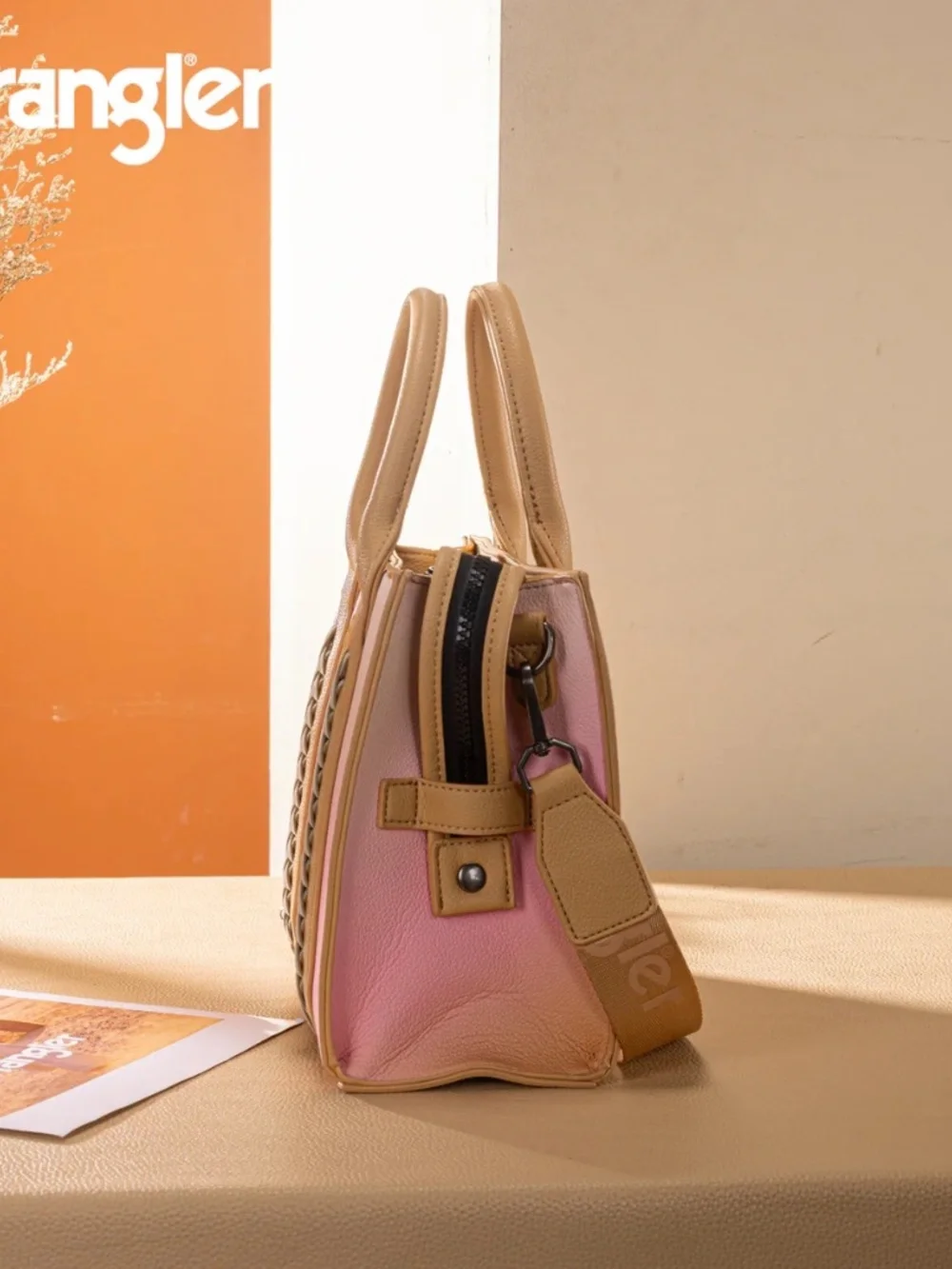 Wrangler Ombre Western Tote/Crossbody - Tan